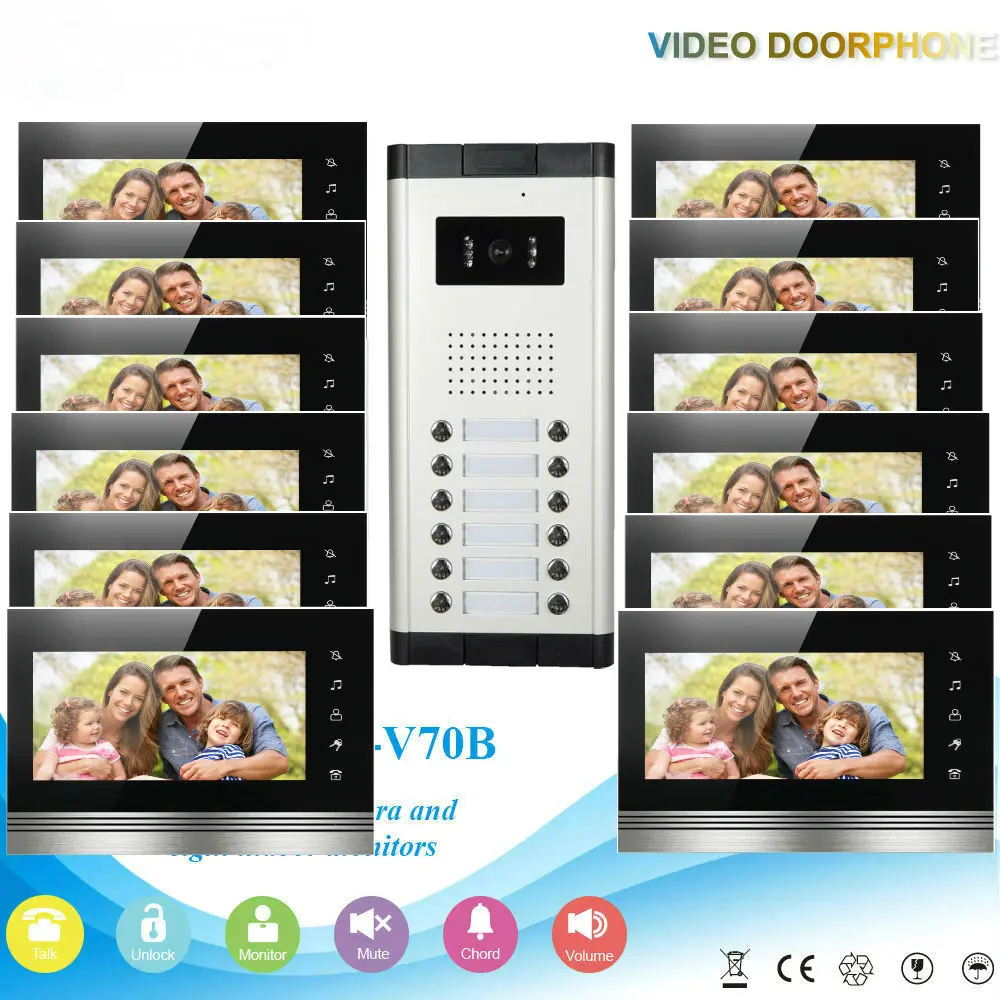 YobangSecurity 12 Apartment Wire Video Door Phone Intercom System 7