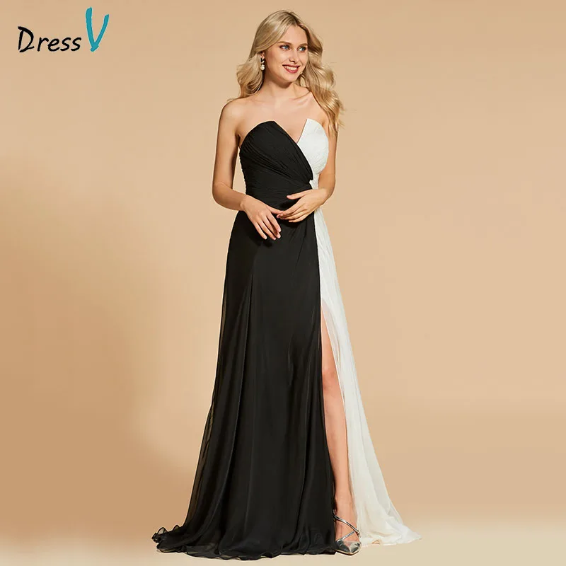 

Dressv evening dress a line elegant strapless split-front floor-length zipper up wedding party formal dress evening dresses