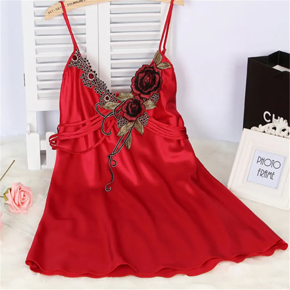 Романтический Для женщин Дамы атласные рождественские платья одежда для сна