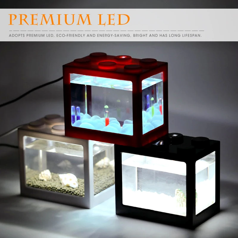 Мини аквариум светодиодный светильник Betta Fish Fighting Cylinder прозрачный креативный