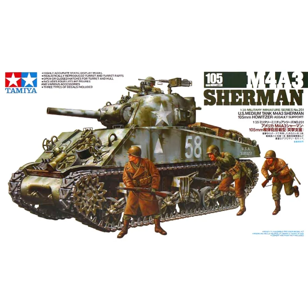 OHS Tamiya 35251 1/35 американский Средний Танк M4A3 Sherman сборка AFV модели строительные