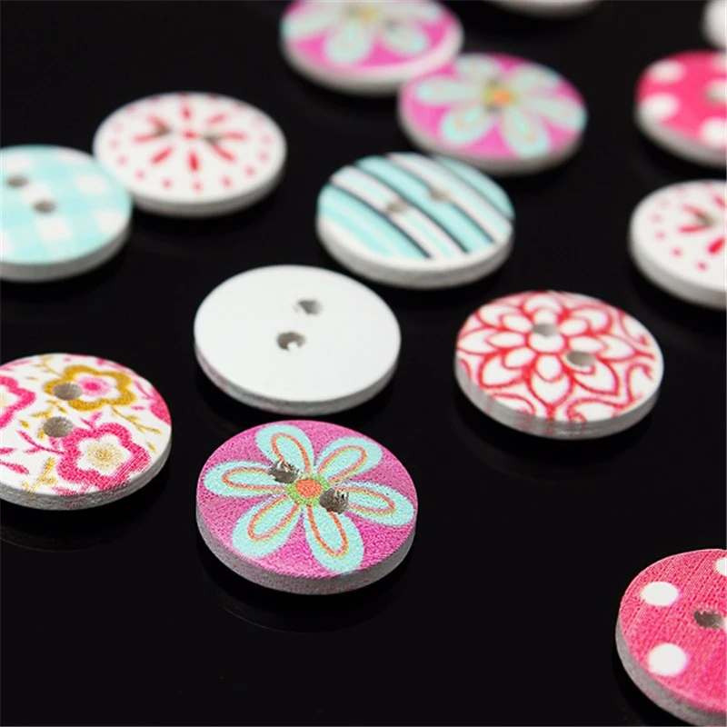 Разноцветные деревянные художественные кнопки 80 шт./лот круглые для рисования