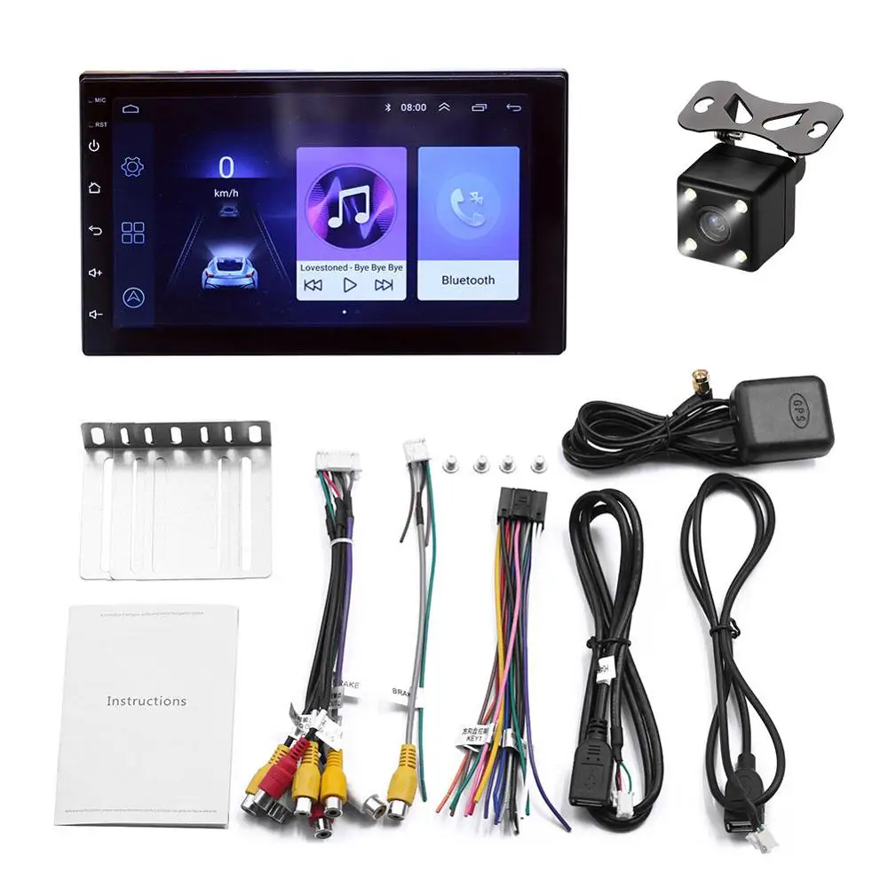 Радио 2din Автомагнитола Android мультимедийный плеер авторадио 2 Din 7 ''сенсорный экран gps wifi DVR Bluetooth FM Авто аудио стерео - Цвет: With Camera