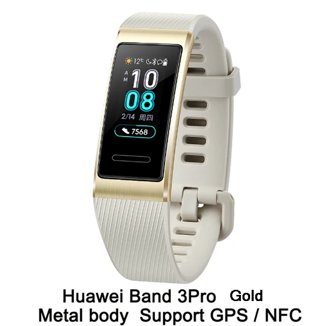 Band 3 Pro Gold huawei Band 3 Pro Smartband gps металлическая рамка Amoled полноцветный дисплей сенсорный экран Датчик сердечного ритма датчик сна - Цвет: Band 3 Pro Gold