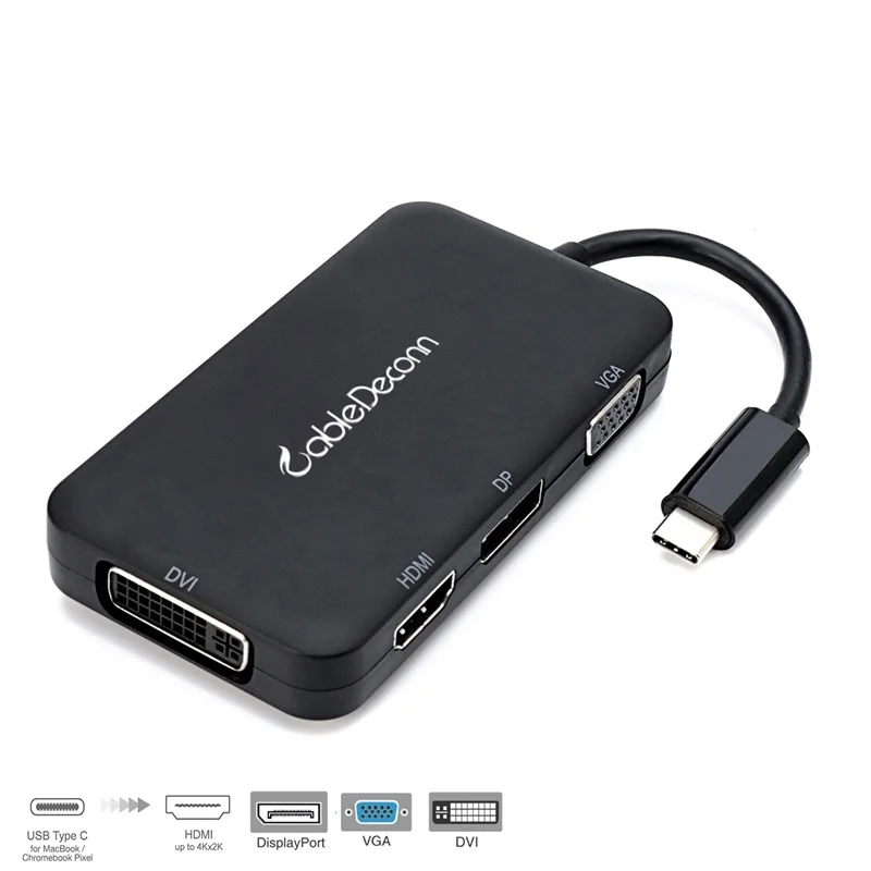 Новый USB 3.1 usb c Type C к 3 0 HDMI + VGA DVI DisplayPort DP кабель Thunderbolt совместимый адаптер для Macbook