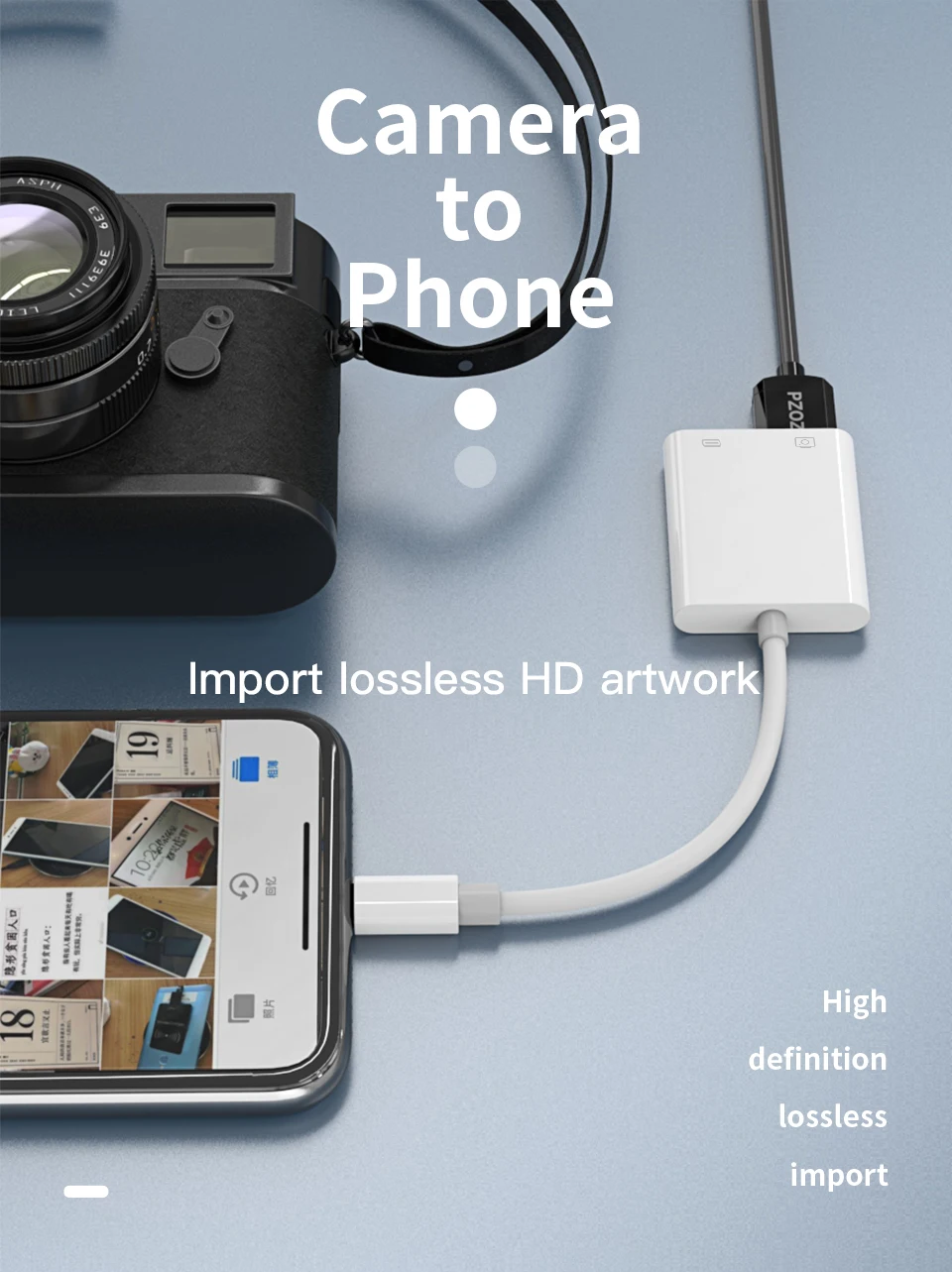 PZOZ 2 в 1 OTG кабель для apple iphone USB камера ридер адаптер Соединительный комплект кабель синхронизации данных для iphone x 8 7 Plus 6S