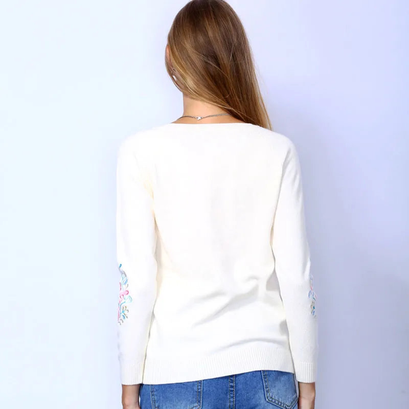 EXOTAO Autumn Winter Women Sweater Hot Flower Embroidery O-Neck Elastic Knitted Pull Femme Full Sleeved Soft Loose Ladies Tops | Женская