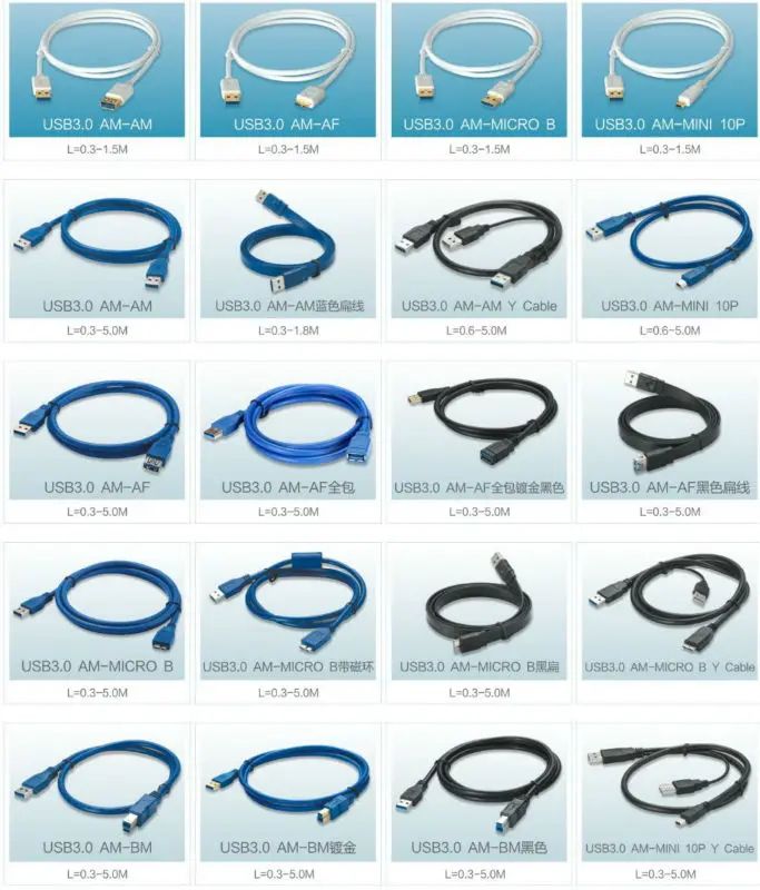 

USB 3,0 A AM to Mini USB 3,0 10pin USB3.0 0,3 0,6 1 1,5 1,8 3 5 1ft 2ft 3ft 5ft 6ft 10ft 3 5
