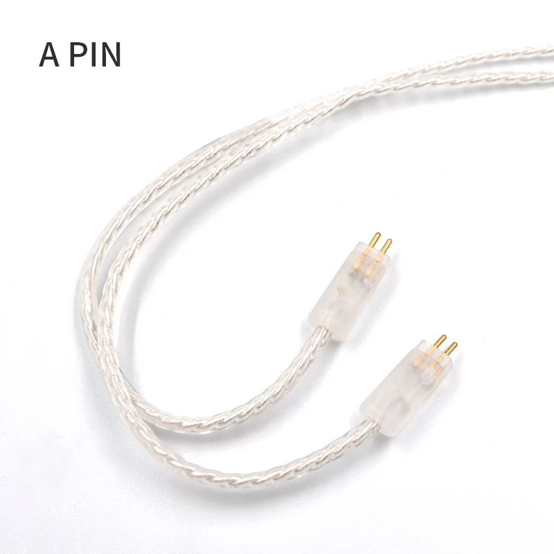 Плотным верхним ворсом KZ Lightning посеребренный кабель для наушников iPhone 2Pin/разъем MMCX позолоченные серебряные обновления кабель для KZ ZSN/ZS10/ZST/ES4/AS10/BA10 - Цвет: 0.75mm 2 Pin A Style