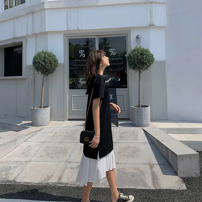 Immortal French Minority Dresses T-shirt 2019 Retro Summer Women Dress Casual Mid-Calf Female Sweet | Женская одежда