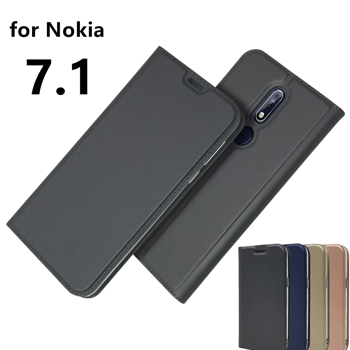 Ультратонкий матовый чехол для Nokia 7,1 5,84 дюйма Магнитный адсорбционный чехол с функцией держателя карты бизнес-Чехол
