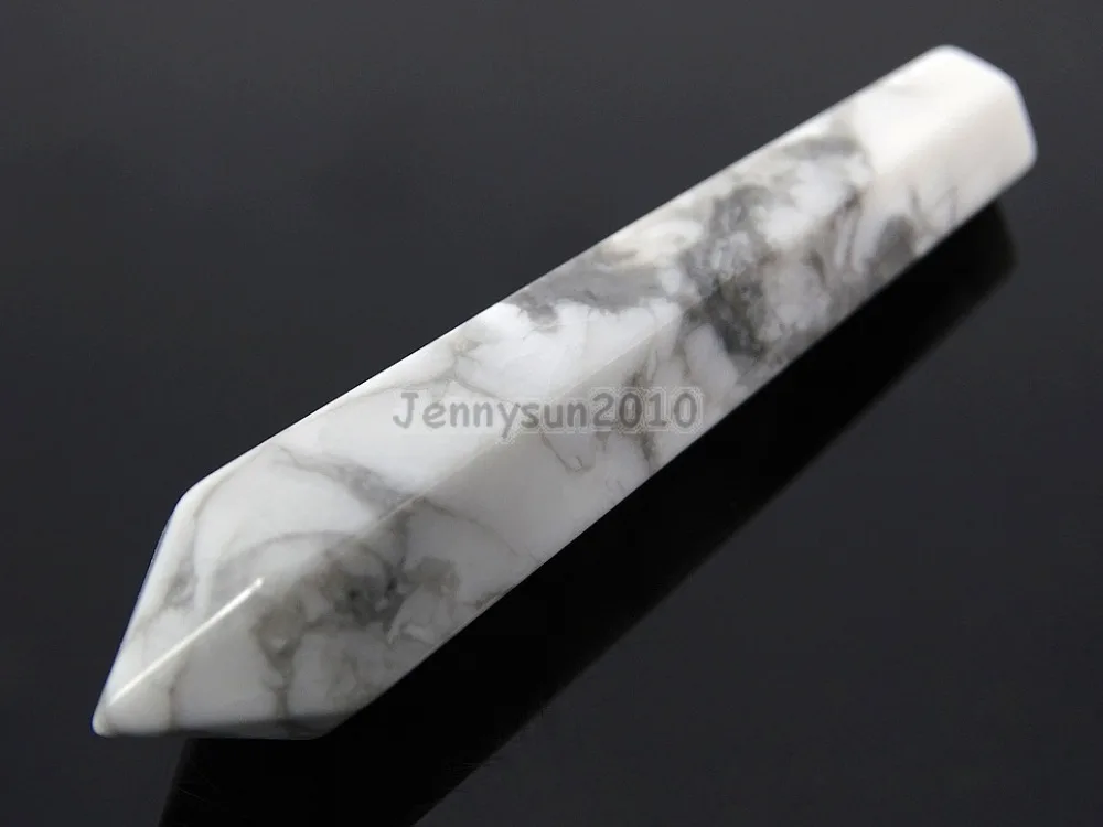 

Натуральный белый Howtite камни длинные шестиугольные остроконечные Рейки Чакра сырой палочки кулон колье с целебным кулоном ювелирные издел...