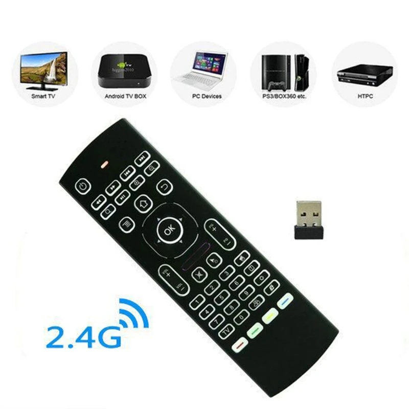 1 комплект новинка с подсветкой MX3 2 4G воздушная мышь беспроводная Qwerty клавиатура