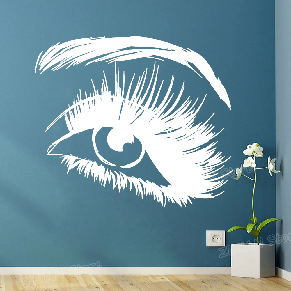 

Eye Eyelashes Wall Decal Sticker Lashes Eyebrows Brows Beauty Salon Quote Make Up Vinyl Girl Room Wall Stickers New Design Z699