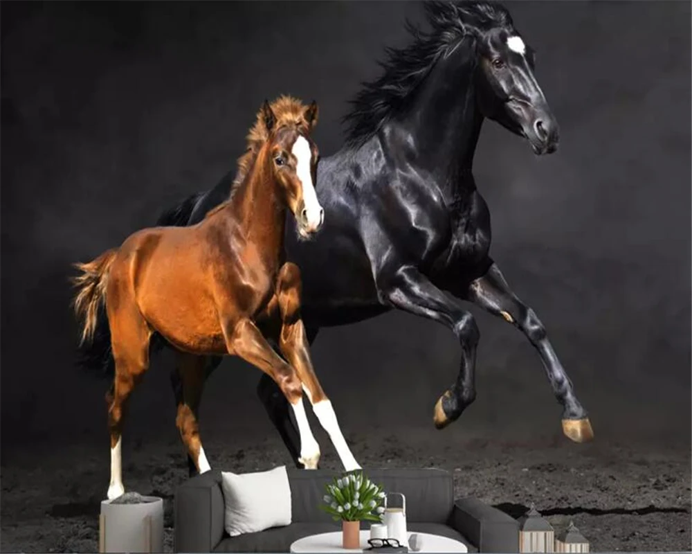 Обои beibehang с животными картина маслом бегущая лошадь Mustang 3D обои украшение для