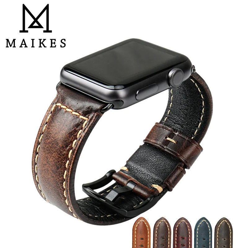 Ремешок для часов MAIKES Replacemen Apple Watch Band 44 мм 40 мм/42 38 серия 4/3/2/1 iWatch винтажный кожаный