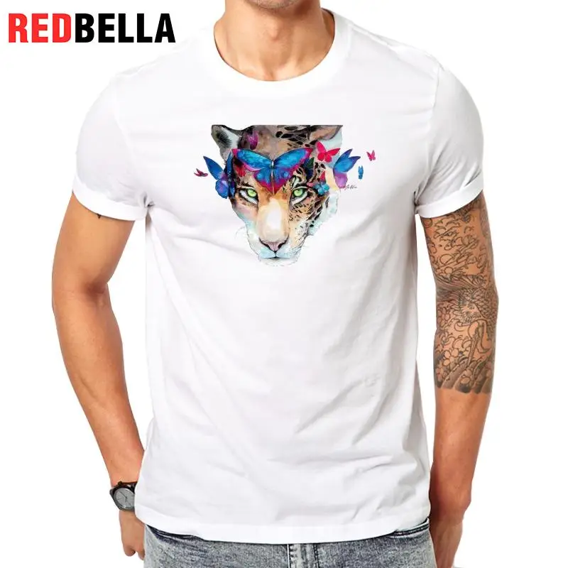 REDBELLA Костюмы Для мужчин 3D акварелью Leopard животных Дизайн одежда тройники мода