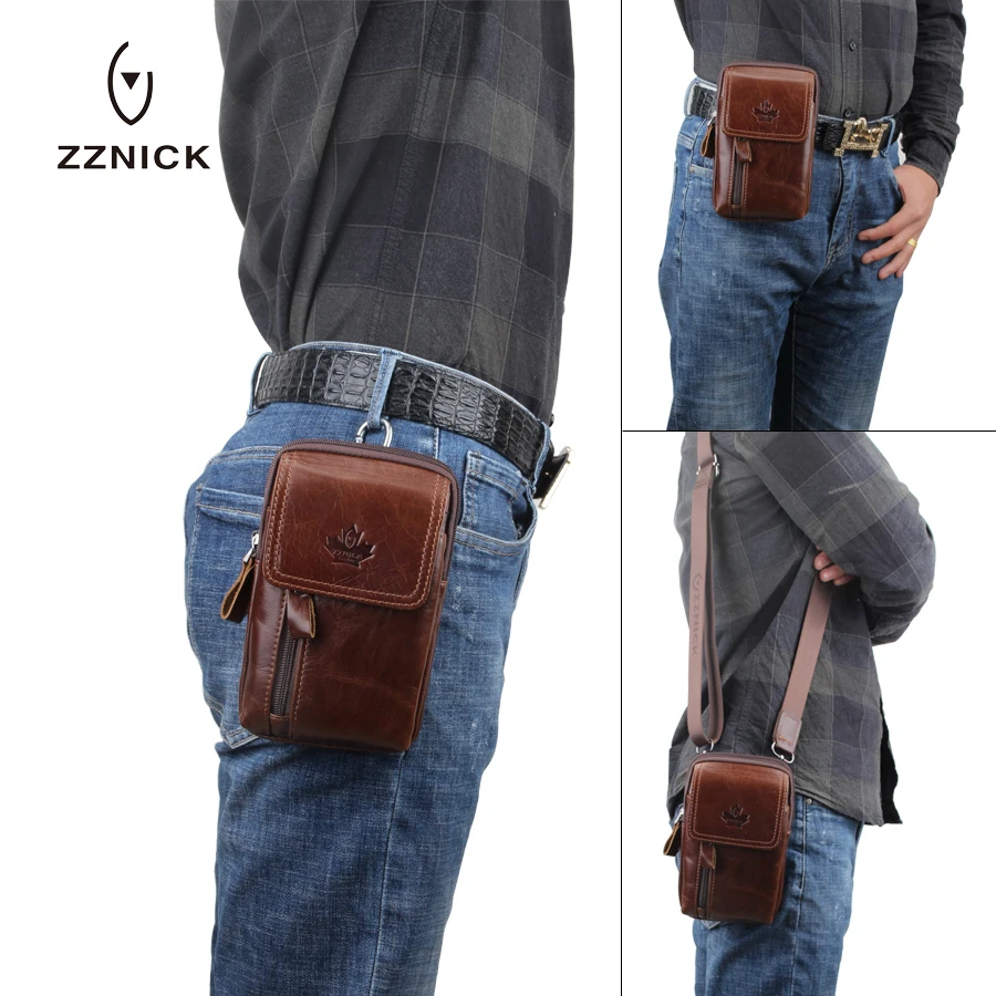 ZZNICK, мужская сумка для телефона, Сумки из натуральной кожи, поясная сумка, кожаный чехол, дорожная сумка, Мужская поясная сумка