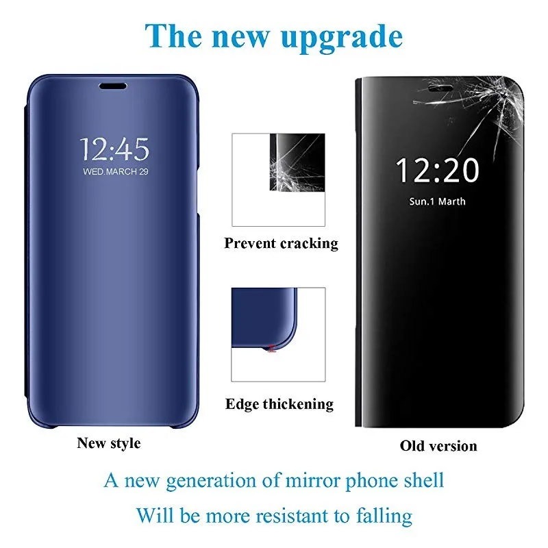 Smart Case For Xiaomi Redmi Note 4 4X 9 10 8 Case Mirror View PU Leather Flip Cover For Xiaomi Mi 11T 12 LITE Mix 2 POCO X3 NFC