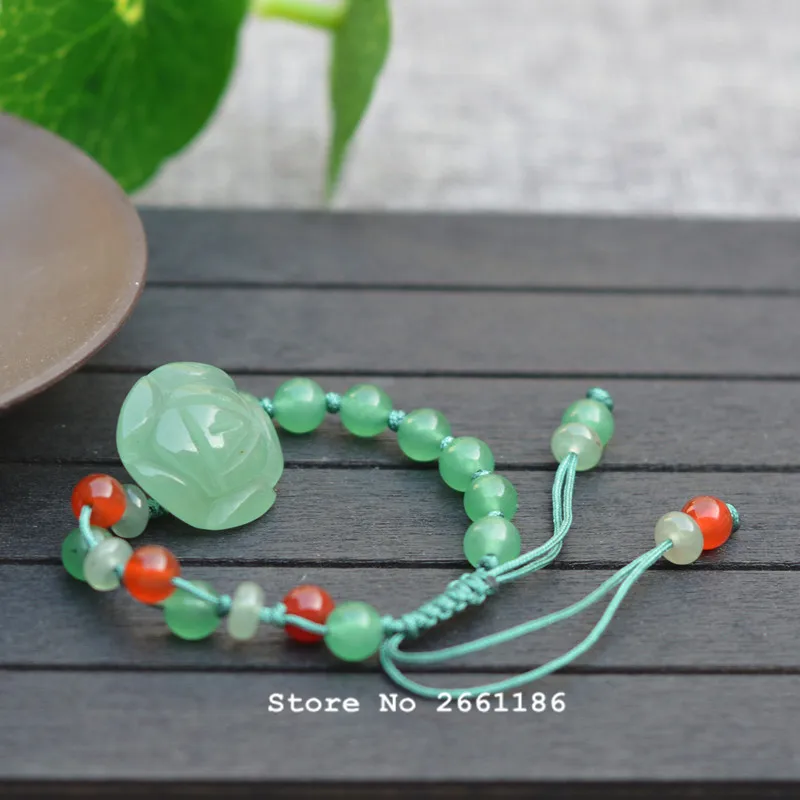 Браслеты из натурального зеленого нефрита резные ювелирные украшения с круглыми