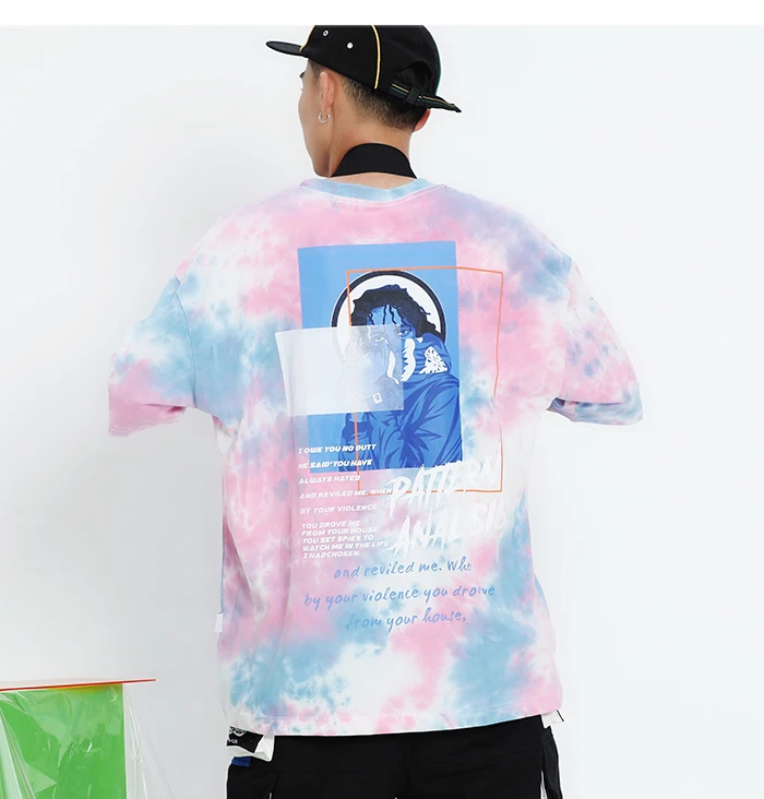 Plegie Tie Dye, футболки с круглым вырезом, короткий рукав, лето, хлопок, Повседневная Уличная одежда, мужская футболка в масках, модные топы, футболки