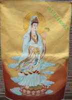 chinese silk embroidery kwan yin guan yin goddess tangka thangka painting mural