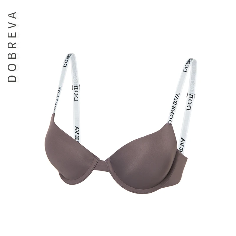 DOBREVA женский без косточек слегка проложенный письмо Strappy T-shrit Demi бюстгальтер - Цвет: Purple03