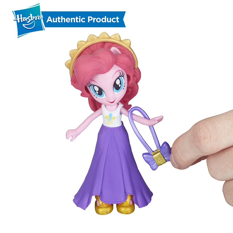 Hasbro 4-дюймовый с рисунком из мультфильма «Мой Маленький Пони» Equestria модная одежда для девочек с принтами "Отряд редкость Пинки всех цветов радуги; платье мини с куклой в наборе с 40+ аксессуары