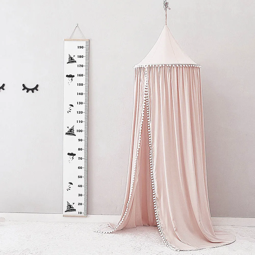 Pom Pom Canopy Pink Детская кроватка детская кровать помпоны навес, Круглый купол висячий балдахин детская игровая палатка москитная сетка занавеска декор комнаты белый серый розовый - Цвет: Pom Pom Canopy Pink