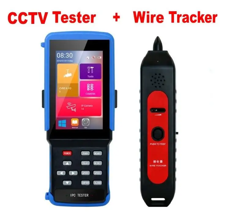 with wire tester IPC-9310S H.265 4K IP CCTV Тестер Монитор AHD CVI TVI Аналоговый CVBS Тестер камеры 8MP 5MP RJ45 TDR WIFI ONVIF 12V3A POE - Цвет: with wire tester