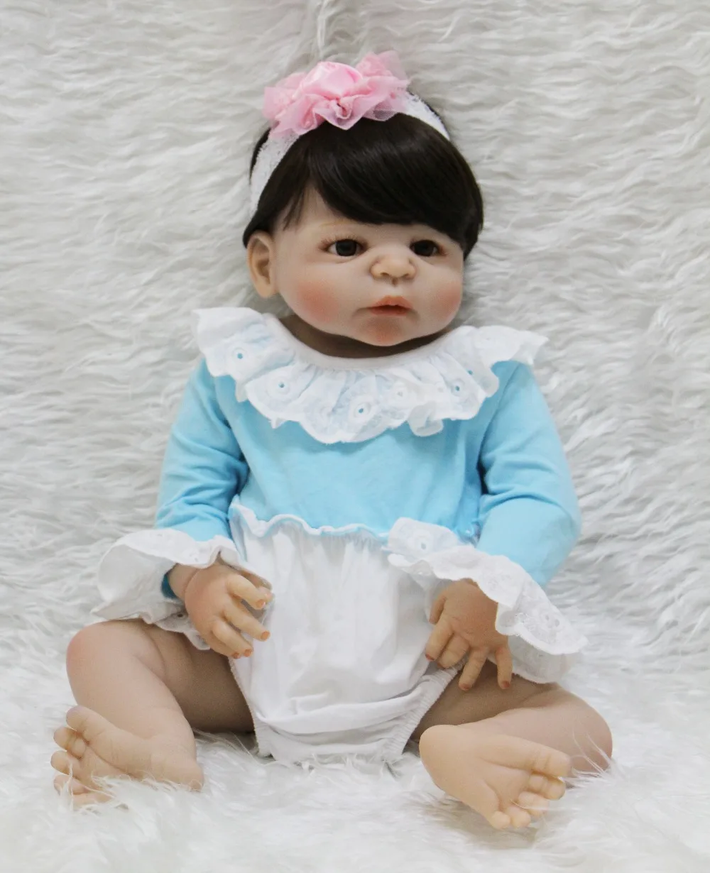 

22" girl bebe doll reborn full body silicone vinyl reborn babies dolls for children gift bath doll toys realista bonecas reborn