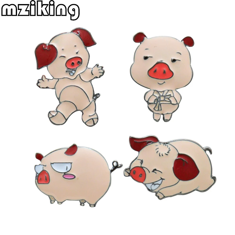 Mziking 4 шт./компл. новые милые броши в виде свиней Женская Брошь с животными набор
