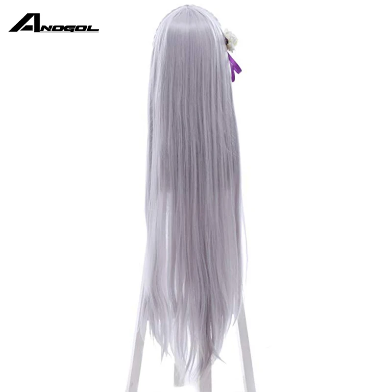 Anogol Emilia Re Zero Kara Hajimeru Isekai Seikatsu Серебряный серый длинный прямой синтетический парик