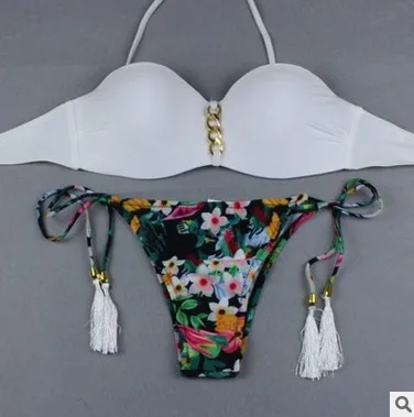 Женский купальник-бандо с розовыми цветами пляжная одежда купальник Maillot de bain
