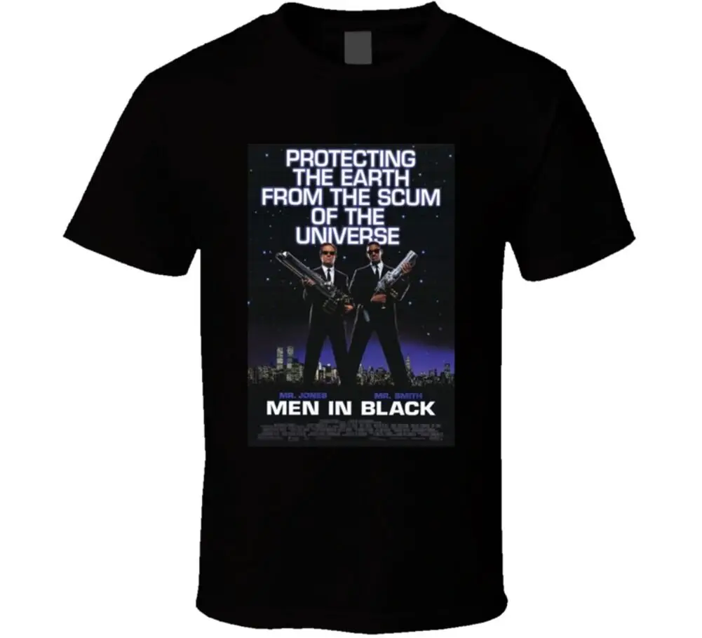 

Men In Black Cool 90's Comedy Vintage Classic Movie Poster Fan T Shirt Shirts Homme Novelty T shirt Men