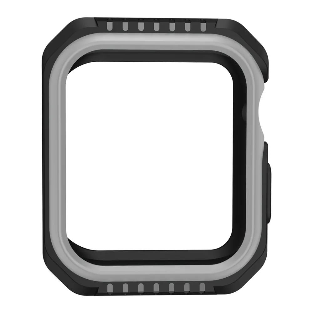 Двухцветный бампер для Apple Watch 5, чехол, серия 5, 4, аксессуары для часов, ПК, ТПУ, защитный чехол, 40 мм, 44 мм, модный противоударный чехол - Band Color: Black gray