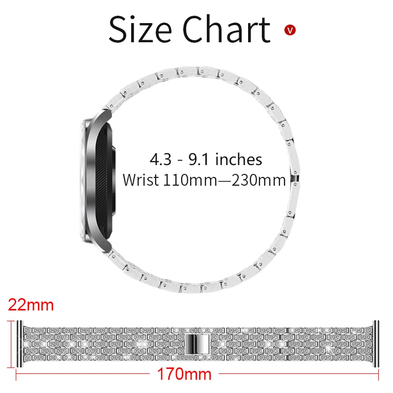 22 мм ремешок для часов HUAWEI Watch GT/Dream роскошные бриллианты ювелирные изделия из