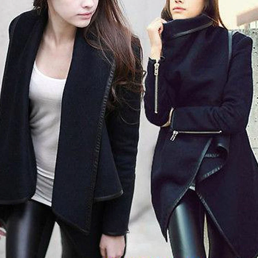 Женская куртка кокон ZOGAA разноцветное шерстяное пальто средней длины с бусинами