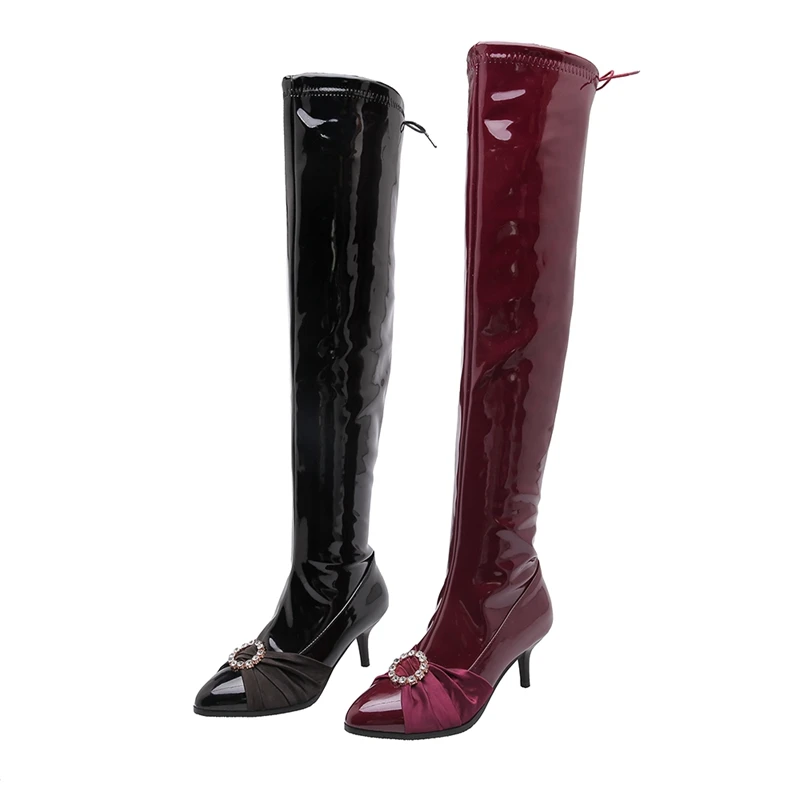 Slim Women Over-the-Knee Boots Kitten Heel Pointed Toe Thigh Boots Female Sexy Autumn Winter Long Boots Pole dance Shoes