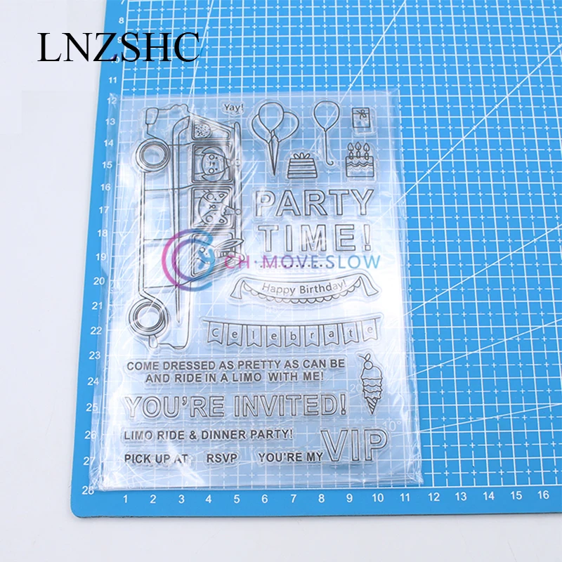 Party Cartoon Limo Ride Metal Cutting Dies and Clear Stamp DIY Scrapbooking Paper Cards Stencils Craft Handmade Rubber Stamps | Дом и сад