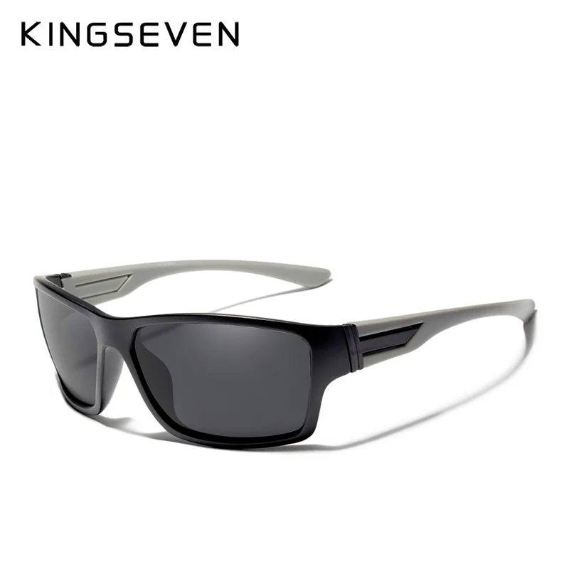 KINGSEVENsummer поляризованные солнцезащитные очки мужские роскошные брендовые дизайнерские зеркальные линзы с покрытием для упражнений солнцезащитные очки с коробкой - Цвет линз: Gun Gray