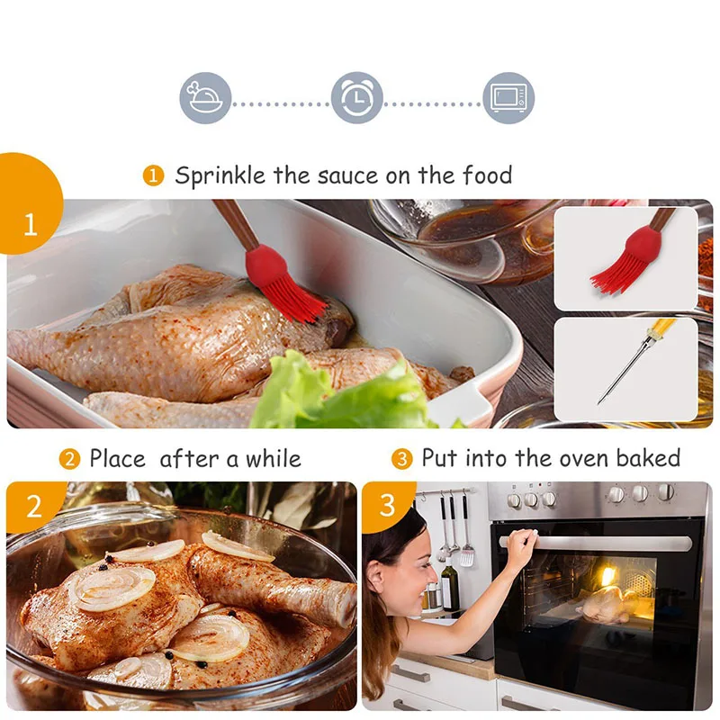 Индюк Baster набор из 4 силиконовых ламп включая иглу для инжектора мяса с щеткой