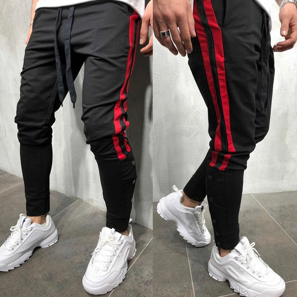 Для мужчин повседневное тренажерный зал Slim Sports Fit мотобрюки спортивный костюм низ узкие джоггеры пот Drwastring спортивные штаны