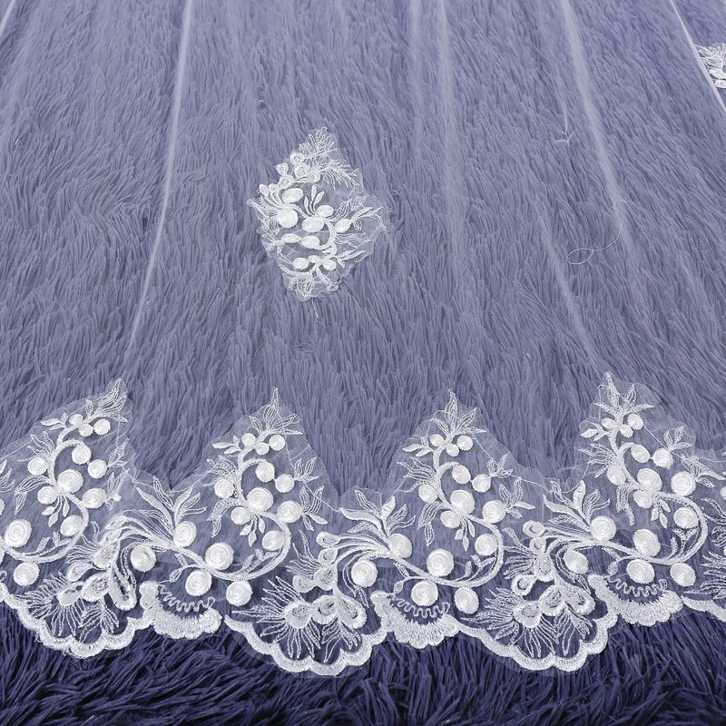 Кружевная Фата с аппликацией цвета слоновой кости длиной 3 м для свадебного