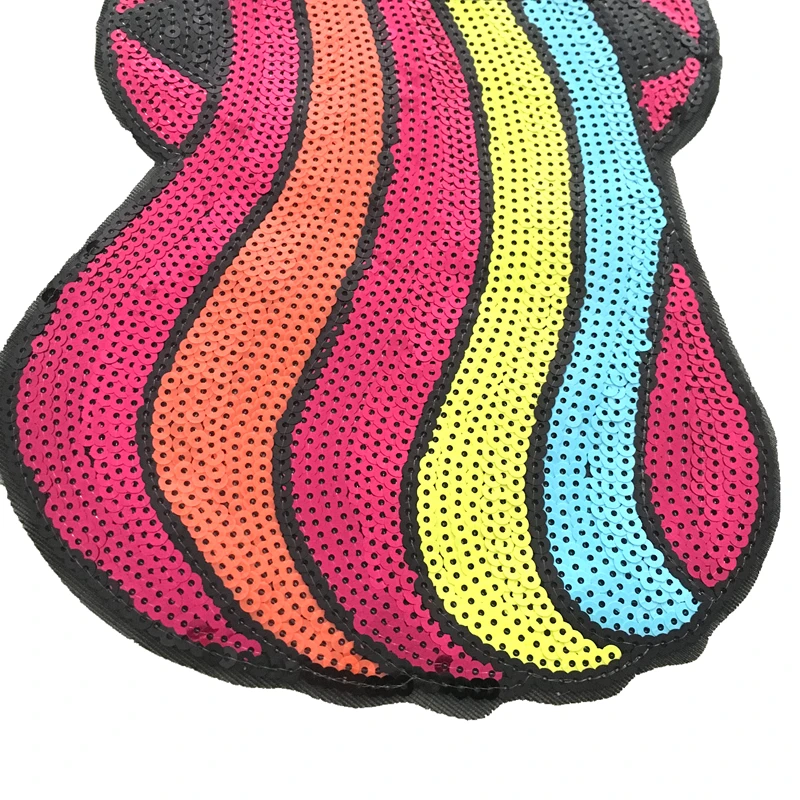 Радуга из пайеток язык пришить патчи для одежды Красочные блестки патч DIY