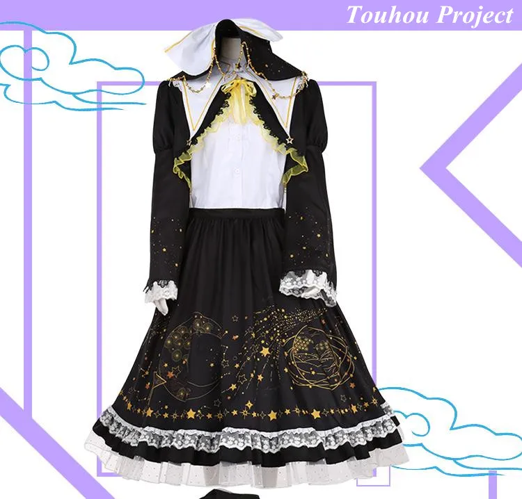 Аниме! Touhou Project Kirara Kirisame Marisa/костюм для косплея милое платье лолиты со звездами и