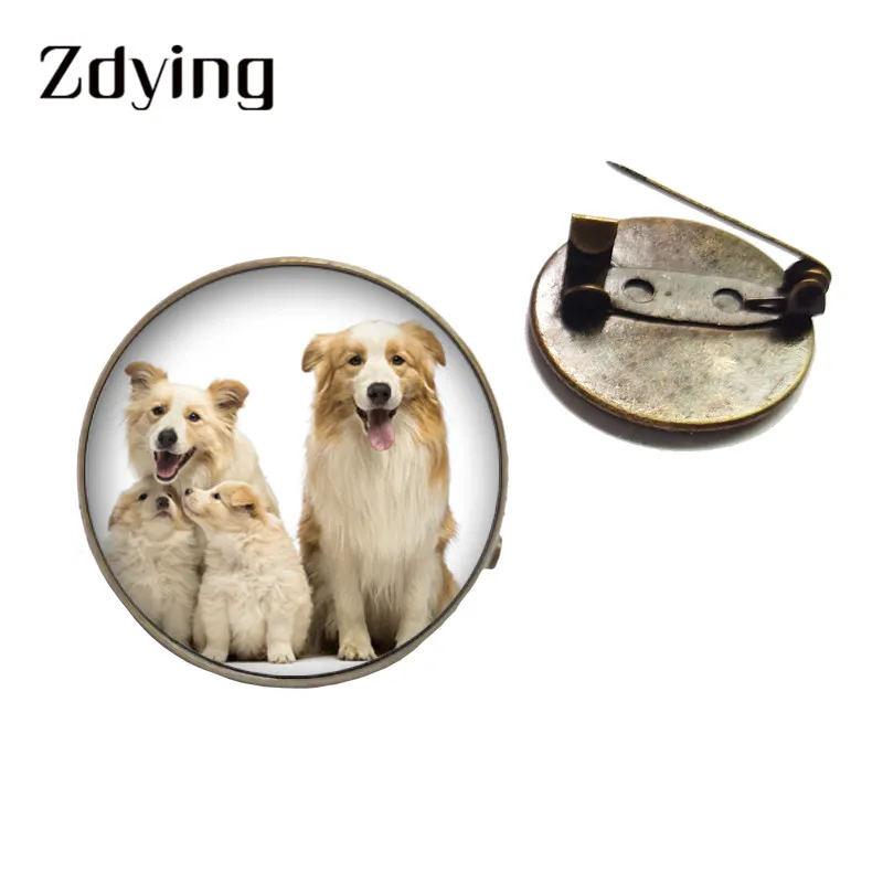 Zmo милая собака семья металлический значок стеклянный кабошон терьер Мопсы