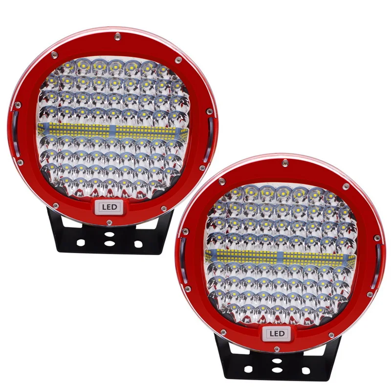 2pcs red Safego 2 шт. 9 дюймов светодиодный светильник 408 Вт автомобильный точечный луч дальнего света противотуманная фара красный черный чехол для Jeep ATV UAZ SUV 4WD 4x4 седельный тягач - Цвет: 2pcs red