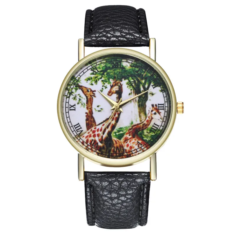 2018 кварцевые часы с рисунком жирафа и дерева студенческие наручные новые из