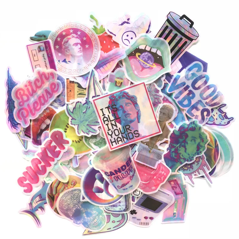 70 шт. милые кавайные лазерные радужные граффити наклейки игрушки для ноутбука